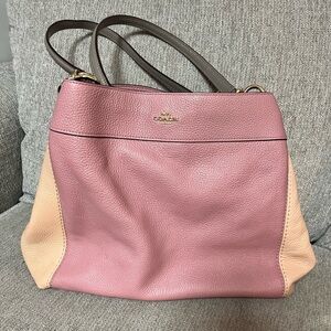 Coach Pink and Beige Leather Tote